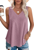 OFEEFAN Womens Tank Tops V Neck Sleeveless Flowy Loose Fit Basic Casual Summer Tops