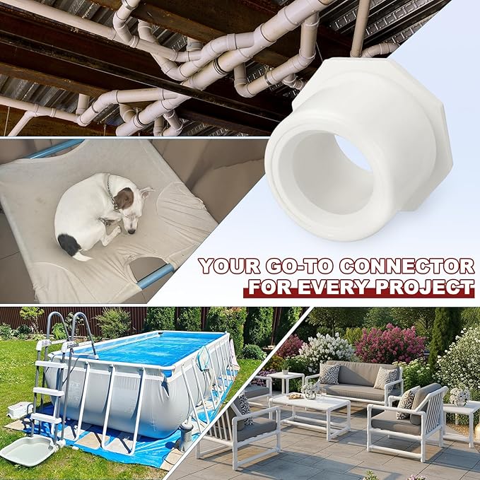 1Pcs 1" x 1/2" PVC Reducer Bushing Fitting, SCH40 (Spigot x Socket) Furniture Grade PVC Pipe Fitting, Reducer Bush Adapter for Home Sewer Plumbing, Industrial, Pipe Connection