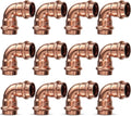 12PK Copper Press Fittings 3/4 inch 90-Degree Elbow Copper Coupling Zero Lead PxP 3/4 inch x 3/4 inch,90 degree Elbow for Plumbing,OD 7/8",Use with Hydraulic Press Fitting Tool