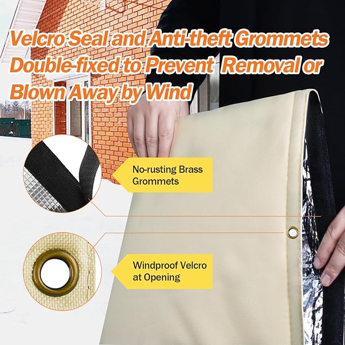 Backflow Preventer Pipe Insulation Cover (5°F) - Irrigation Sprinkler Valve Insulated Pouch - Water Well Pump Cover - Sturdy 5 Layers for Winter Freeze Protection, 24" W x 36" H, Beige