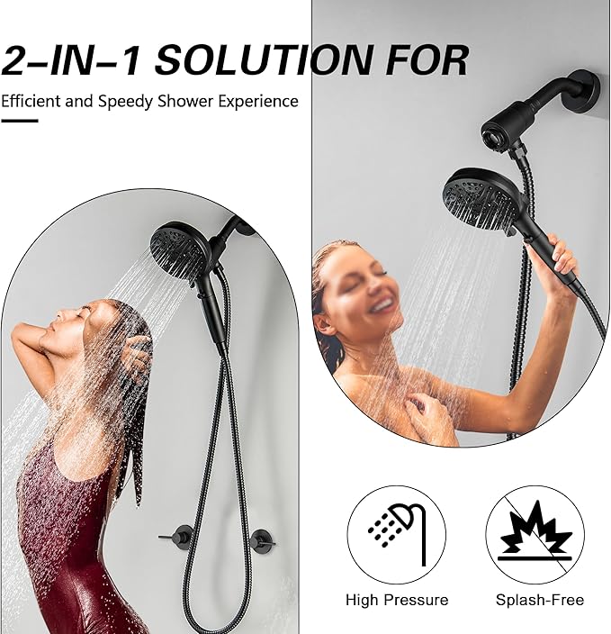 2 Handle Shower Faucet Set with High Pressure 10 Spray Magnetic Guidance Docking System, Wall Mount