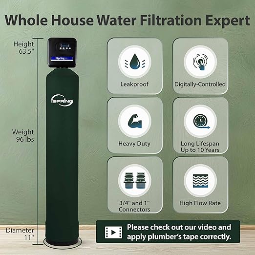 iSpring WF150K-PF Whole House Water Filter System, SGS-Tested for PFAS Removal, Reduces Chlorine & Heavy Metals, Up to 10 Years Protection