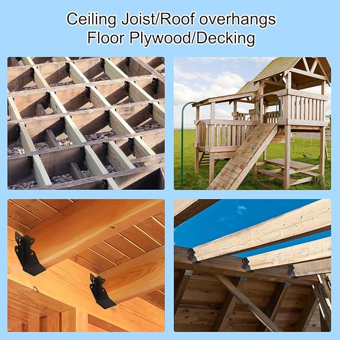 32 Pcs 2"x 4" Joist Hanger,Q235B Steel Face Mount Joist Hangers,Black Powder Coated Hurricane Ties for Rafter, Rafter Brackets for Floor, Deck and Ceiling Joists