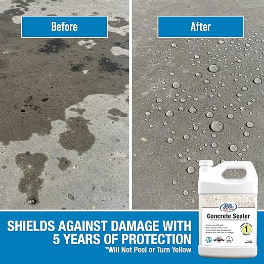 Rainguard Water Sealers Concrete Sealer, Penetrating Protection Against Water and Salt Damage, for All Concrete Surfaces, Silane/Siloxane Waterproofer, Natural Finish, Ready to Use, 1 Gallon