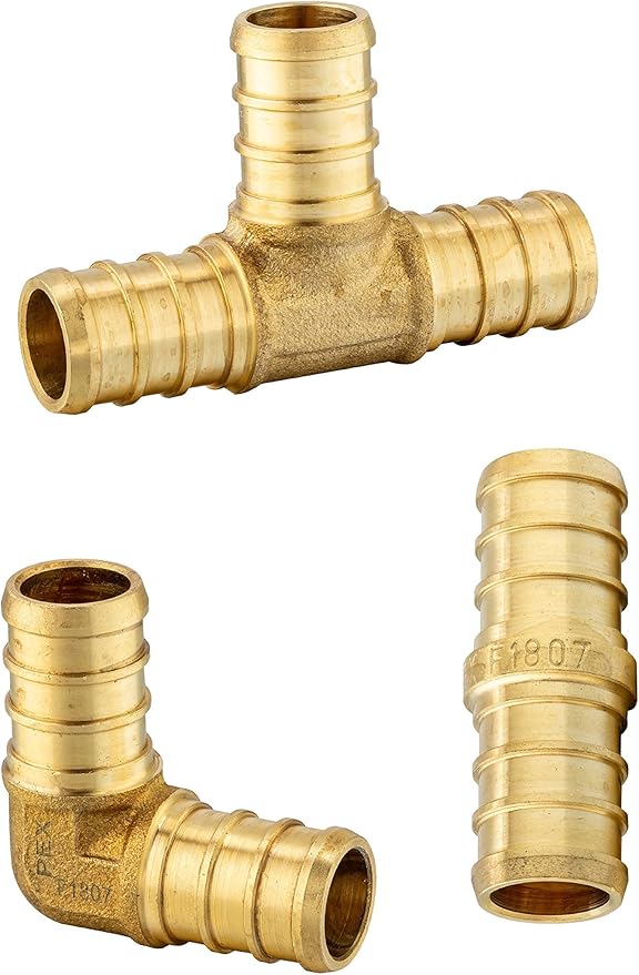 (Pack of 20) EFIELD 3/4" Barb Crimp Pex fittings Mix: Elbow 10 Pieces, Tee and Coupling 5 Pieces each For Pex Tubing/Pipe,(PEX1807197)