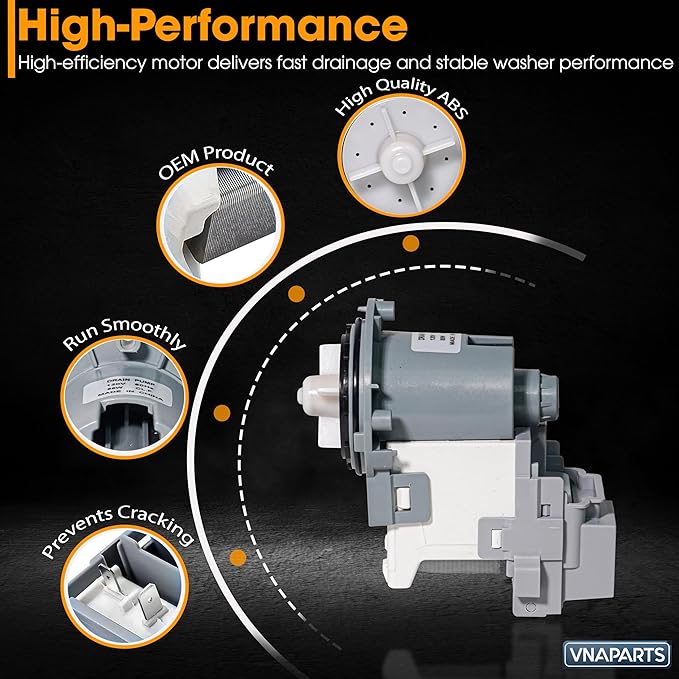 【2025 Upgraded】 Washer Drain Pump Motor For Samsung WF42H5200AP/A2 WF42H5200AW/A2 WF42H5000AW/A2 WF42H5400AF/A2 WF42H5500AF/A2 WF42H5600AP/A2 WV60M9900AV/A5, WA40J3000AW/AA, WA45H7000AW/A2
