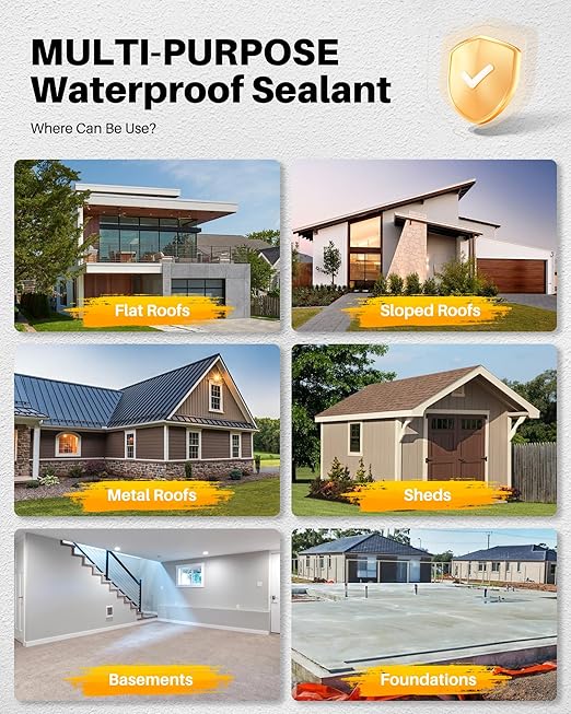 Polyurethane Waterproof Coating 5 Gallon White, Large Capacity for Large Area Cracks & Leaks Repair Coating for Pools, Roofs, Decks, Walls, Durable Water-Based Polyurethane Waterproof Sealant