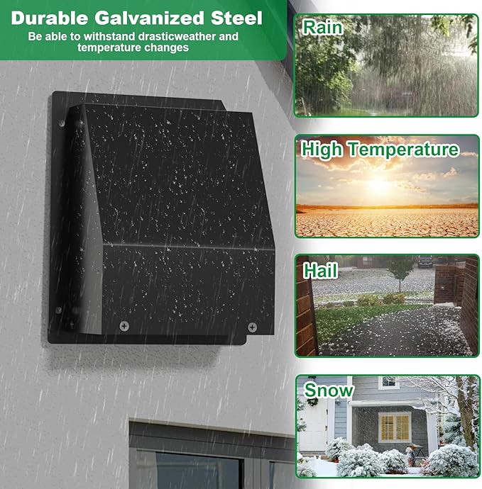 6" Wall Vent with Damper & Screen, Galvanized Steel Wall Mount Exhaust Vent,Outdoor Exterior Air Vent Cover, External Extractor Wall Vent Hood for House Kitchen Range Hood Air Ventilation