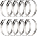 10PCS Hose Clamps Stainless Steel Adjustable 1-5/16"–2-1/4"(33-57mm) Worm Gear Hose Clamp, Heavy Duty Metal Small Hose Clamps for Automotive, Pipe, Radiator Plumbing, Fuel Line