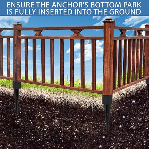 4 Pack 4x4 Fence Post Anchor Ground Spike – Heavy Duty 32" Metal Post Base (Fit 3.6"x3.6") Black Powder-Coated for Mailbox, Deck, Fence, Railing