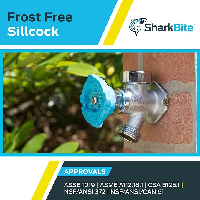 SharkBite 4 Inch Frost Free Sillcock, 1/2 x 3/4 Inch MHT, Push to Connect Brass Plumbing Fitting, PEX Pipe, Copper, CPVC, PE-RT, HDPE, 25743LF