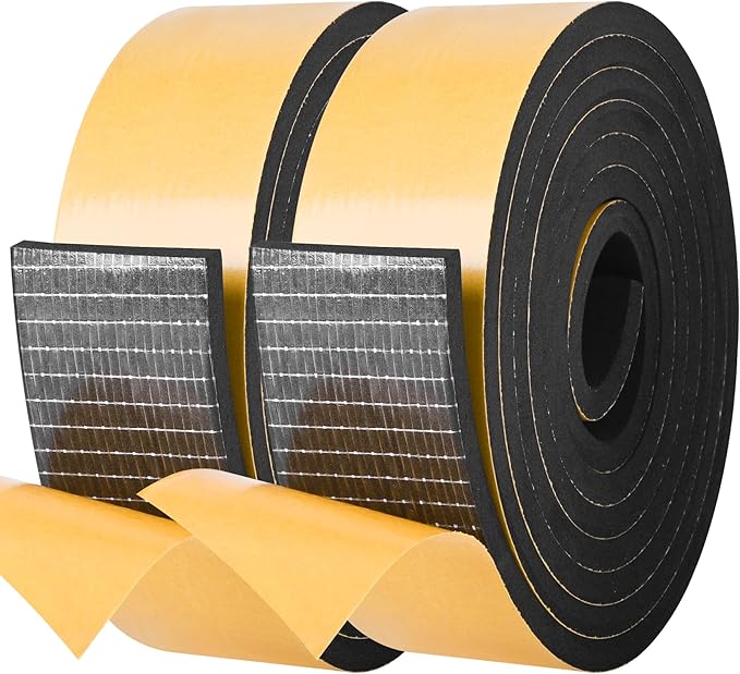 Self Adhesive Foam Tape Weatherstrip 2in x 1/4in x 13Ft High Density Foam Insulation Strips Foam Seal Weather Stripping with Strong Adhesive for Door and Window Sound Isolation Soundproofing