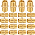 20-PCs HeSun Brass Hex Nipple Pipe Fitting, 3/8" NPT Male x 3/8" NPT Male Nipple Pipe Adapter, NPT012-20