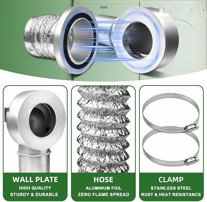 90°Magnetic Dryer Vent Coupling-Quick Connection and Disconnection Strong Magnet Self-Alignment Design Quick-Installation Dryer Magnetic Vent Connector Dryer Vent Connector Kit（Silver）