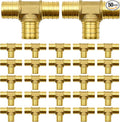25 Pack 3/4" PEX Fittings, Brass Tee Fittings, for PEX Tubing Pipe