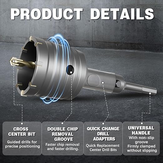34PCS Concrete Hole Saw Kit,30/40/50/65/80/100/110mm Masonry Hole Saw, with SDS Plus Shank Drill Bit Sets, Masonry Hole Saw Tool Set for Concrete,Brick,Cement,Stone,Wall Drilling.