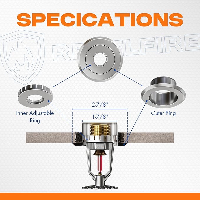 Recessed Fire Sprinkler Escutcheon 1/2 in. IPS - 2 Piece in Chrome - Depth Adjustment Range up to 3/4 in. for Fire Sprinkler Trim