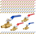 100-Pack Foskan 1/2" PEX Crimp Ball Valve, Brass Quarter Turn Full Port Shut-off Valve for PEX Tubing(Blue and Red)