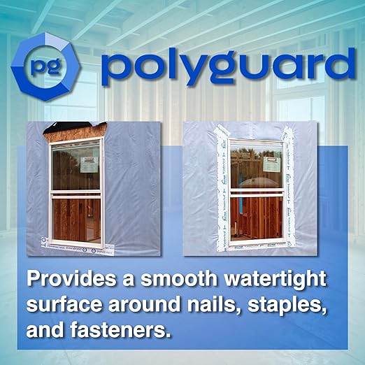 POLYGUARD WindowSeal Window and Door Flashing Tape, 12 in x 100 ft Roll, 20 mil Thick, Self-Sealing & Self-Adhering Waterproof Barrier, Pack of 3