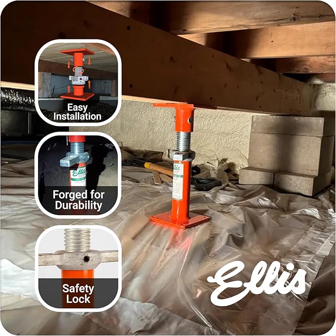 Ellis Manufacturing Light-Duty Steel Lifting Shore and Jack Post – House Jack for Foundation, Floor Leveling, and Concrete Bracing – 20,000 lb Safe Load Capacity – 13"-17" Adjustment