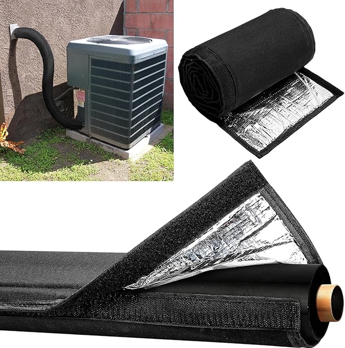 3 Layers HVAC Copper Pipe Insulation Cover 600D Oxford Cloth 72x10.2 Inch Air Conditioner Line Insulation, AC Pipe Insulation Wrap for Outside AC Pipe Sleeve for Outdoor Use