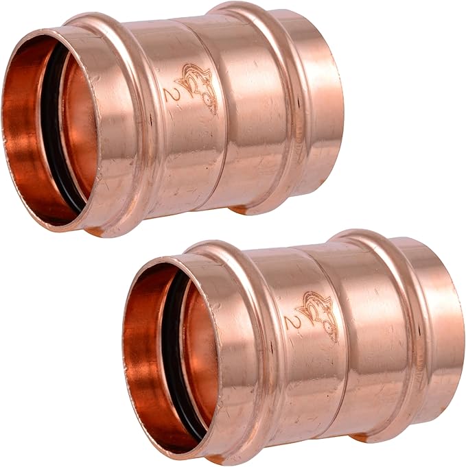 SharkBite 2 Inch Coupling, Copper Press Plumbing Fitting, Pack of 2, UPR0154X2