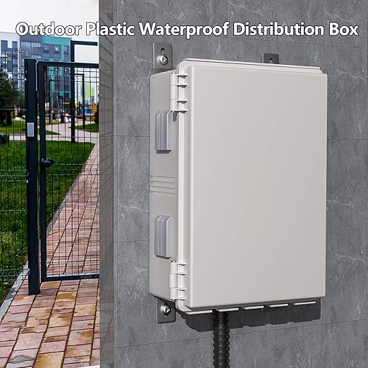 Electrical Junction Box, Ventilated Design, Cable Grommets, Indoor/Outdoor Use with Mounting Panel & Hinged Cover. Waterproof IP 65. (Grey Cover, 19.7"x15.7"x7.9")