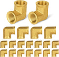 20-PCs HeSun Brass Pipe Fitting, 3/8" x 3/8" NPT Female 90-Degree Barstock Street Elbow