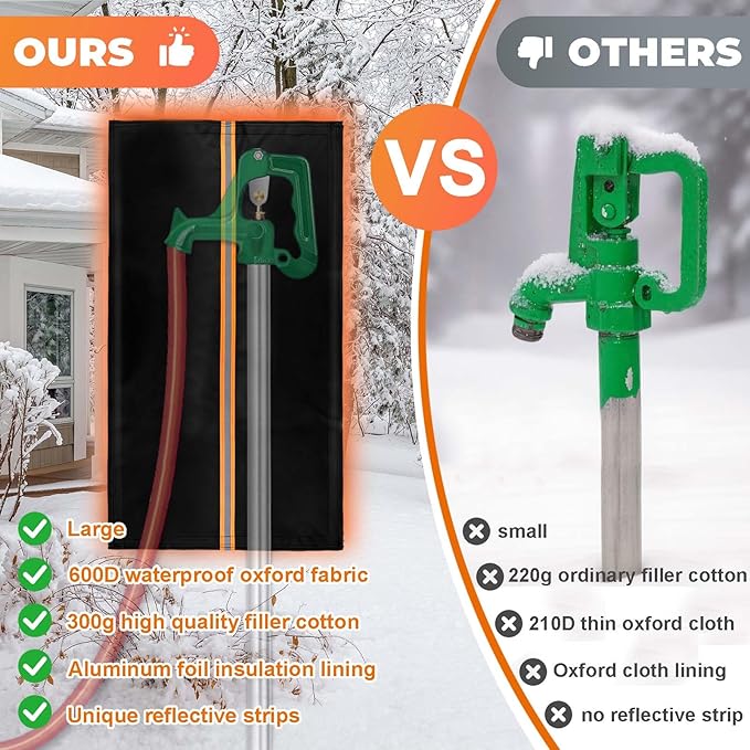 Outdoor Faucet Cover for RV Park & Yard Hydrant 25"x13" Waterproof Extended Spigot Insulated Water Faucet Cover Large Freeze and Heat Protector for Winter Outside Garden Lawn Backflow Sprinkler System