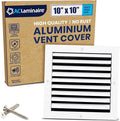 10x10 Inch (Duct Opening) Aluminum 1-Way Air Flow Vent – HVAC Vent Cover for Wall or Ceiling – Quiet HVAC Wall Register - Multi-Shutter Damper – Adjustable Curved Blade - Plastic Seal for Tight Fit