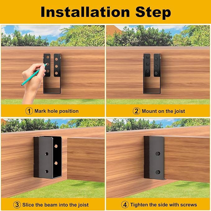 Concealed Joist Hanger (16 Pack),2"x4" Outdoor Concealed-Flange Joist Bracket with Screws, Q235B Steel Powder Coated Concealed Mount Light Joist Hangers for 2"x4" Beam, Swing, Handrail, Fence