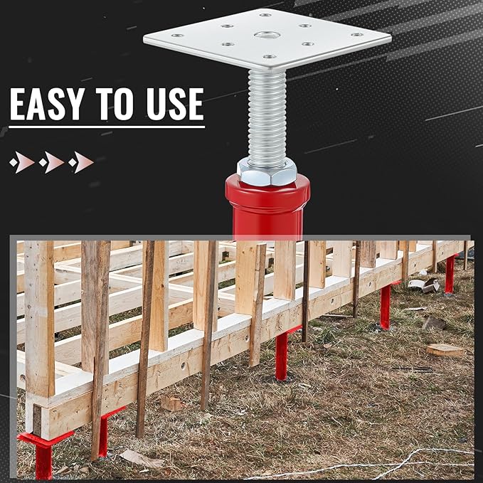 4 Pcs Adjustable Jack Post, 4.3-7 Height Range, Basement Floor House Screw Jacks for Lifting Joist Beam Brace for Cellar Ceiling, Center Point Load Capacity 11023 Lbs, Red