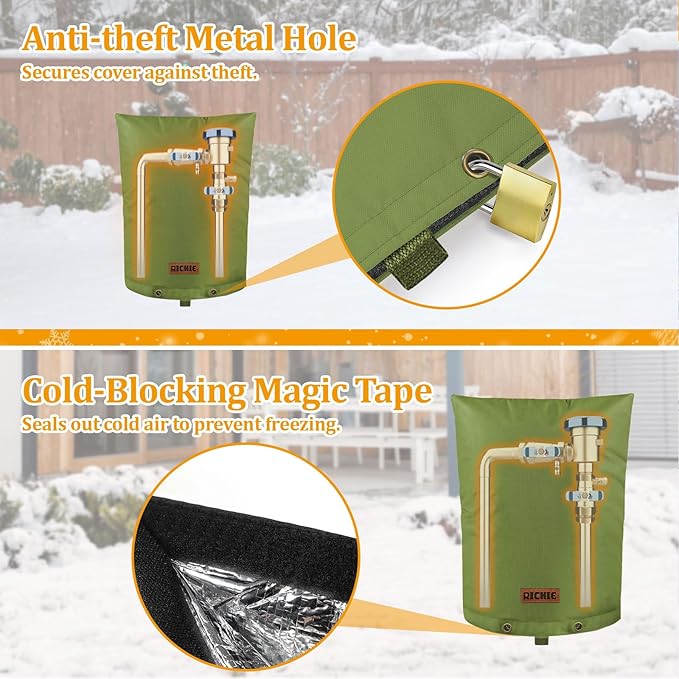 Backflow Preventer Cover (5°F) Heavy-Duty 5-Layer Insulated Enclosure, Freeze & All-Weather Protection for Outdoor Pipe, Irrigation Sprinkler Valve, Well Water Pump & PVB, 24" Wx30 H Green