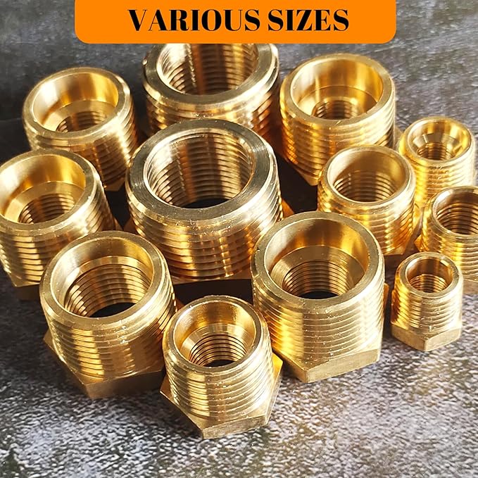 2 Pcs Brass Bushing 1" Male to 3/4" Female, 1" to 3/4" NPT Adapter Hex Brass Reducing Pipe Adapter Fitting Pipe Hose Tube Adapter Convert