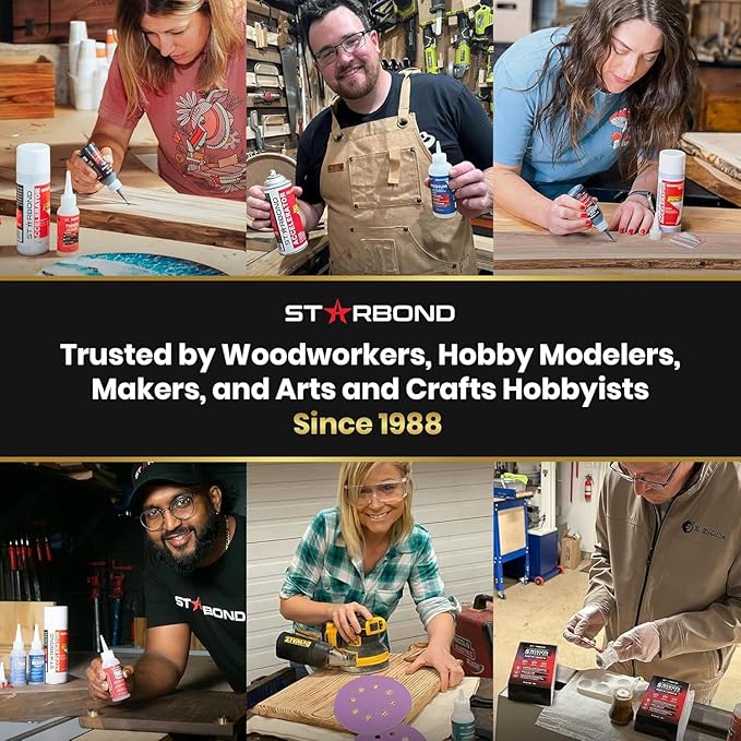 Starbond Medium CA Glue with Activator Bundle (4 oz. + 6 oz.) – Premium Cyanoacrylate Super Glue with Accelerator Kit – for Quick Repair, Woodworking, Woodturning, Crafts, Models & 3D Printing