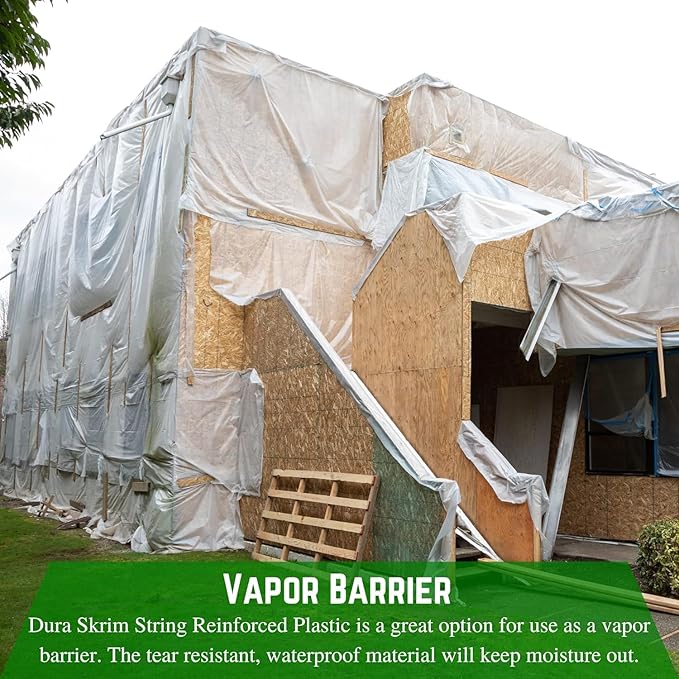 Farm Plastic Supply - Dura Skrim String Reinforced Clear Plastic Sheeting - 6 Mil - (6' x 100') - Reinforced Poly Film Tear Resistant, Weatherproof, Vapor Barrier Polyethylene Roll for Construction