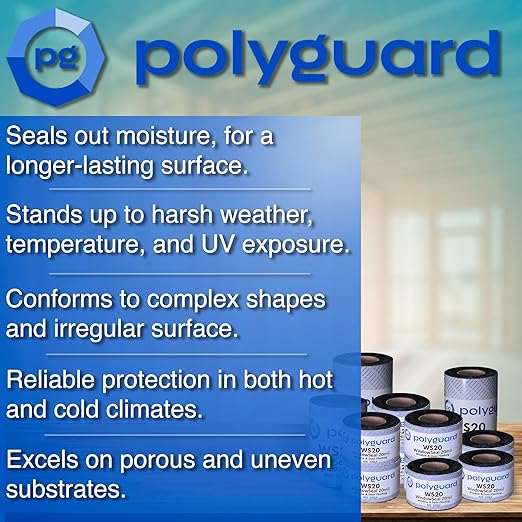 POLYGUARD WindowSeal Window and Door Flashing Tape, 9 in x 100 ft Roll, 20 mil Thick, Self-Sealing & Self-Adhering Waterproof Barrier, Pack of 3