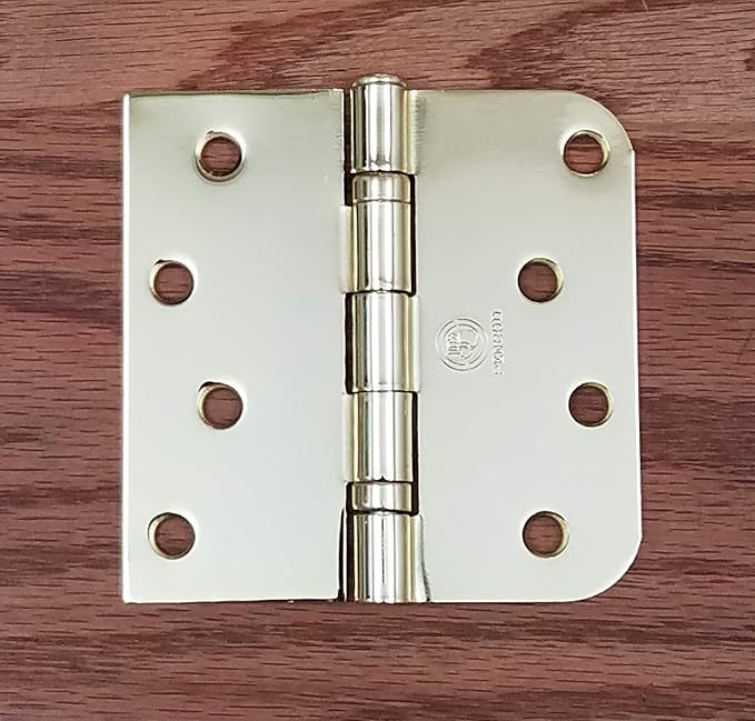 Hinge Outlet 4 Inch with 5/8 Inch Square Radius Ball Bearing Door Hinges, Heavy-Duty Steel, Removable Pin (Polished Brass, 20 Pack)