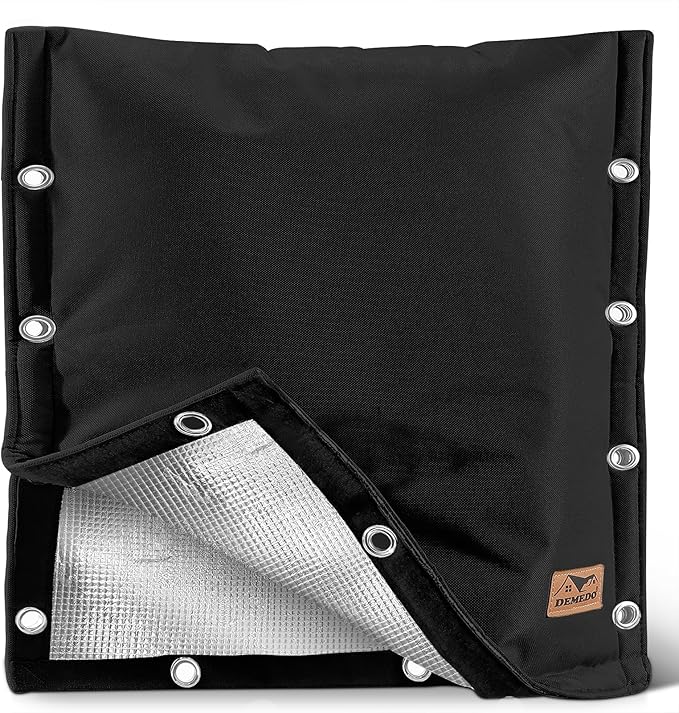 Backflow Preventer Insulation Cover - 3 Way Opening Pipe Insulation Cover for Irrigation Valve, Sprinkler Cover for Outside - Winter Freeze Protection Backflow Cover - 24" W x 24" H, Black