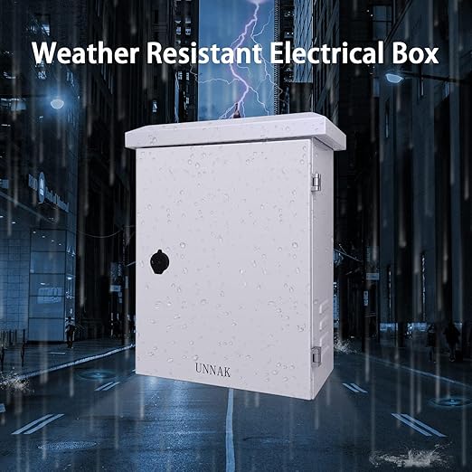 Nema Outdoor Enclosure Electrical Box - 19.7x15.7x9.8 Outdoor Weatherproof Enclosure Exterior Box Ventilated Enclosure hinged Outdoor Galvanized Electrical Ventilation Design(500x400x250mm)