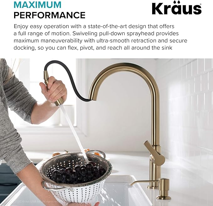 KRAUS Oletto Single Handle Pull Down Kitchen Faucet in Spot Free Stainless Steel, KPF-2820SFS