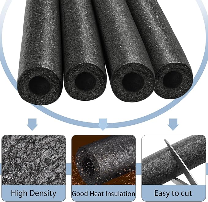 16 Pack Elbow Pipe Insulation Foam Tube Outdoor Wrap Black Pipe Covers Elbow Insulation Tubing Water Foam Covers for Outdoor Winter Irrigation, Sprinkler (1.5 Inch)