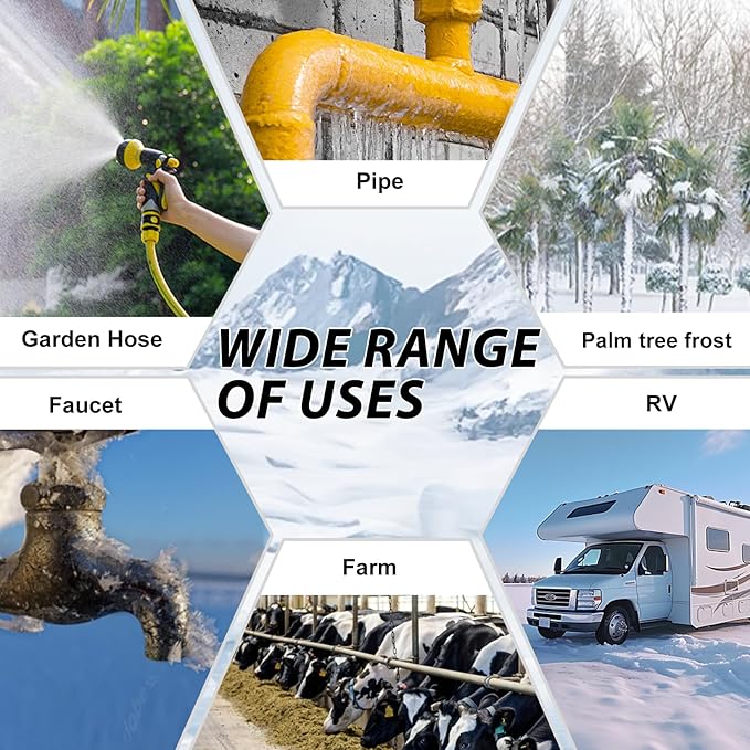 HEATIT 100ft Pipe Heating Cable for Pipe Freeze Protection, Self-Regulating Heat Tape for Water Pipes, Thermostat control, Energy-Saving Heat Cable for Pipes ETL Listed, 120V 3W/ft