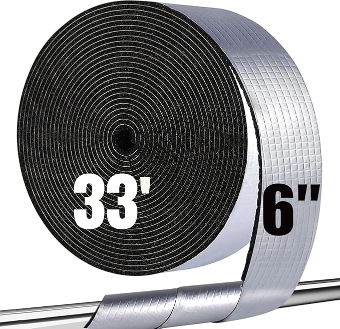 Pipe Insulation Wrap Foam Tube Self Adhesive Heat Tape for Water Pipes, Peel and Stick Outdoor Foam and Foil Water Pipe Insulation Wrap for Winter