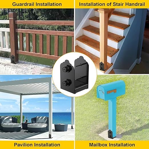 4x4 Post Base, 2Pcs Stainless Steel Adjustable Post Anchor Bracket (Internal 3.5 x 3.5), Adjustable Post Base for Pavilion Deck Porch Handrail Railing Support Decorative Anchor Plate