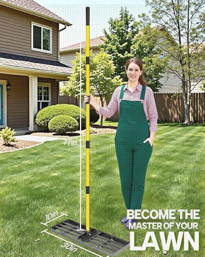 Joyhalo Lawn Leveling Rake, 30 Inch Yard Lawn Leveling for Soil with 78" Adjustable Steel Handle, Heavy Duty Effort Saving Landscape Lawn Leveler for Yard Garden Golf Course Soil Sand Dirt Grass