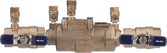Febco LF850 Series 1" Lead-Free Bronze Double Check Valve Backflow Preventer Assembly, Quarter Turn Shutoff, Small Diameter, NPT Connections, Modular Compact Design, Replaceable Seat Discs