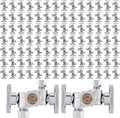 (Pack of 100) EFIELD 1/4-Turn Dual Compression Outlet Angle Stop Valve with 2 Shut Off Valve/Handles, 1/2" NOM (5/8" OD) x (3/8 inch x 1/4 inch) Chrome For Faucet Toilet,(VALVE137-100PCS)