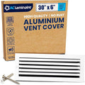 30x6 Inch (Duct Opening) Aluminum 1-Way Air Flow Vent – HVAC Vent Cover for Wall or Ceiling – Quiet HVAC Wall Register with Multi-Shutter Damper – Adjustable Curved Blade - Plastic Seal for Tight Fit