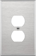 ENERLITES Duplex Receptacle Jumbo Metal Wall Plate, Stainless Steel Outlet Cover, Corrosion Resistant, Over Size 1-Gang 5.5" x 3.5", UL Listed, 7721O, 430, Silver
